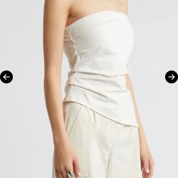 NWT Open Edit Strapless Asymmetrical white Women's Crop Top - Picture 3 of 5